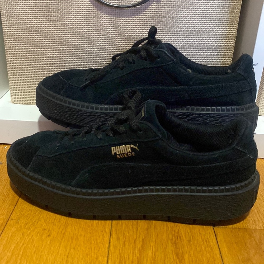 Puma Suede Black Platform Sneakers